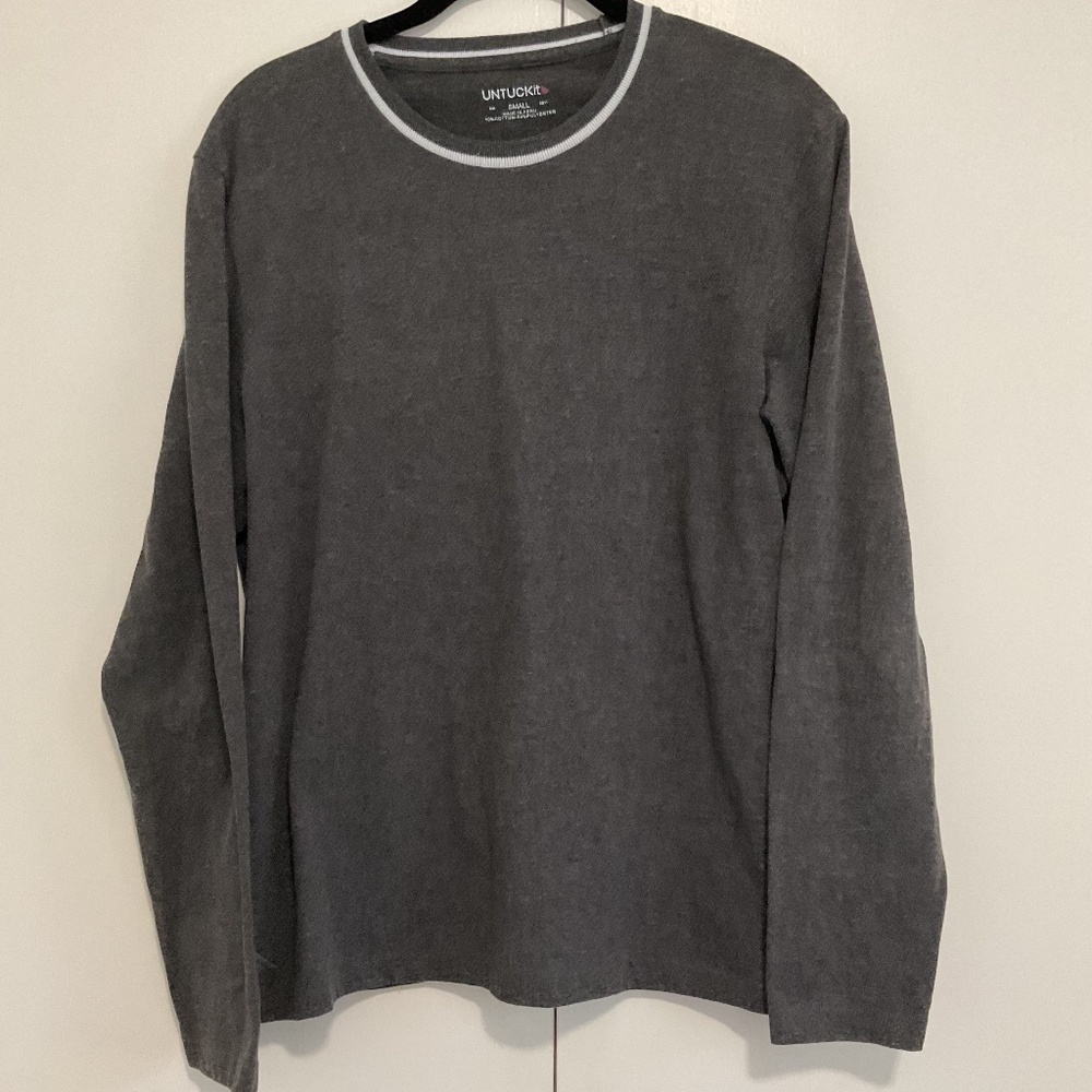 Dark Gray Long Sleeve Crew Neck Tee Shirt